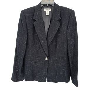 Vintage Judith Hart Black Textured Metallic Office Evening Blazer Jacket 14